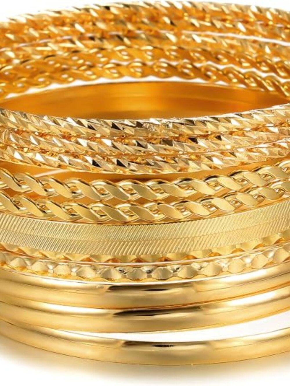 12-Piece Gold Boho Stackable Bangle Set - Picture 6 of 6